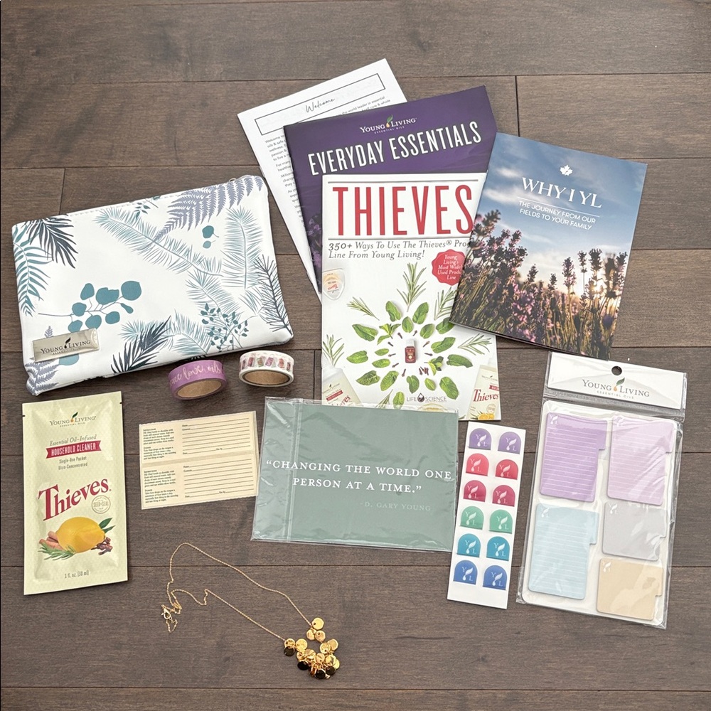 YOUNG LIVING Essential Oil Accessories, Washi Tape, Storage Pouch, Gold Necklace